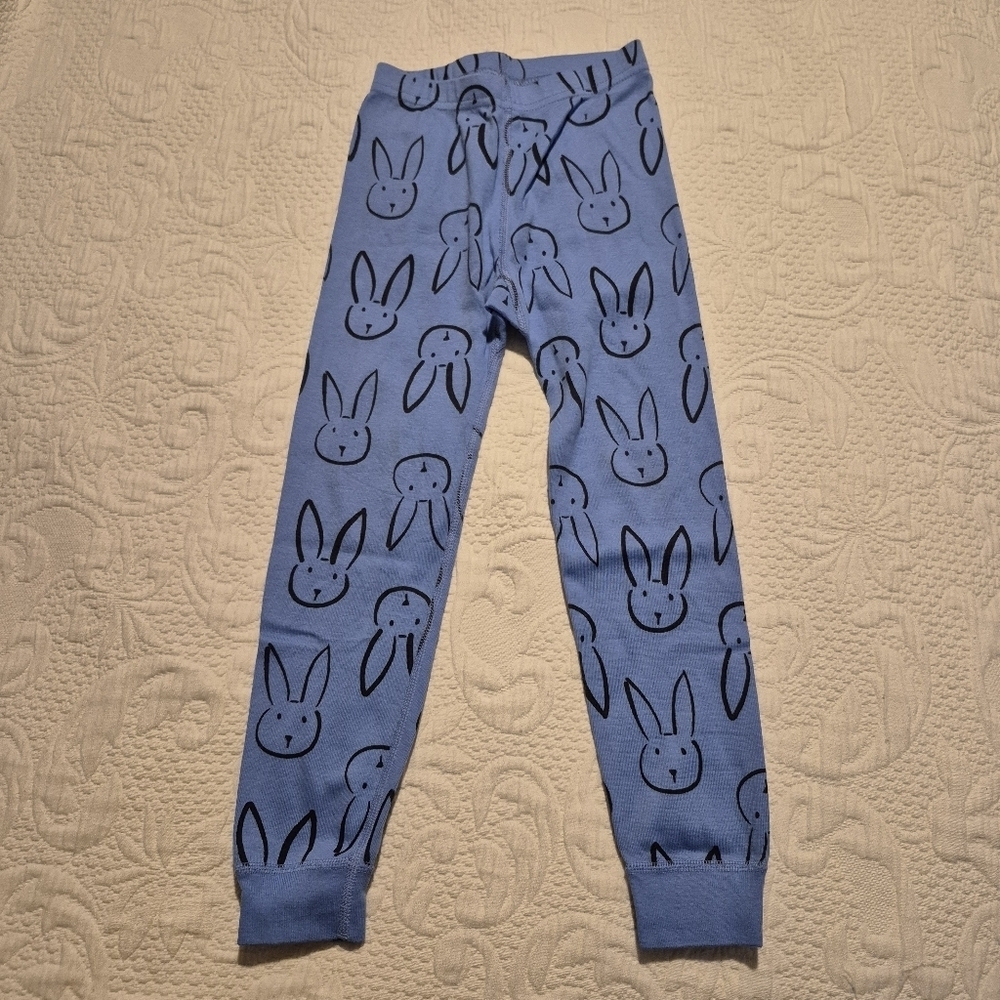 Hanna Andersson pajama pants size 110 or US 5 2 tone blue bunny print VGUC